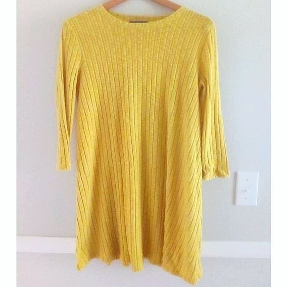 Cherish ribbed mustard colored dress - Picture 1 of 5